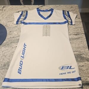 Bud Light White and Blue Dress Football